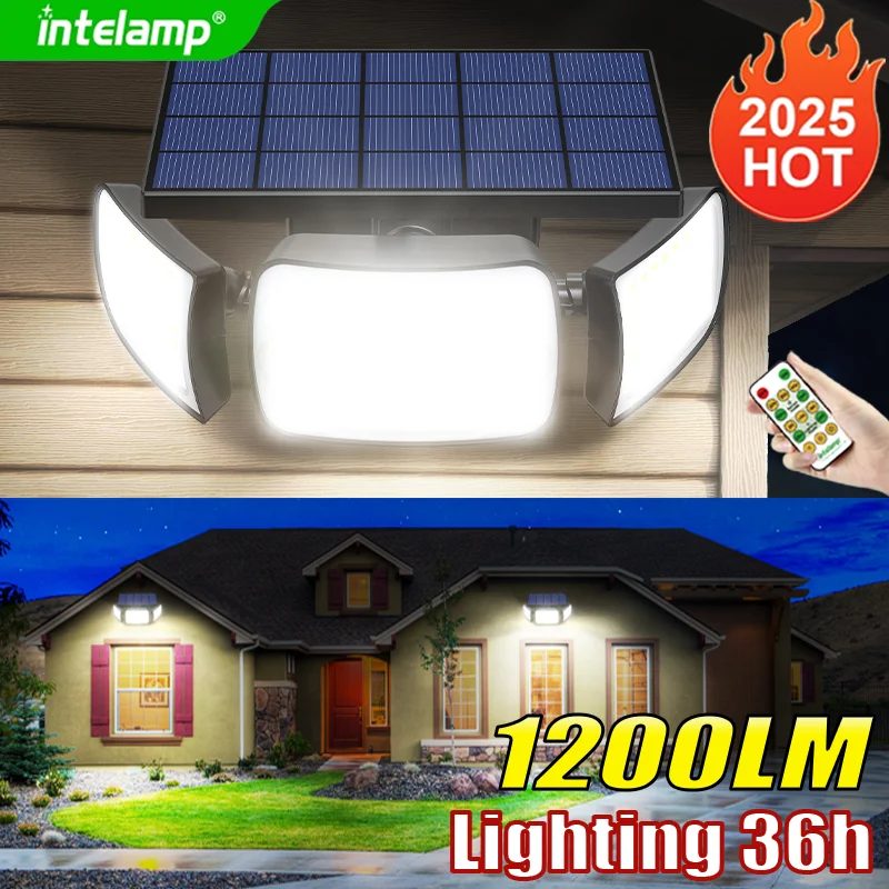 

High Bright Solar Lights Outdoor Modes Motion Sensor Super Bright Wall Lamp Waterproof Street Light for Garden Yard Path Garage