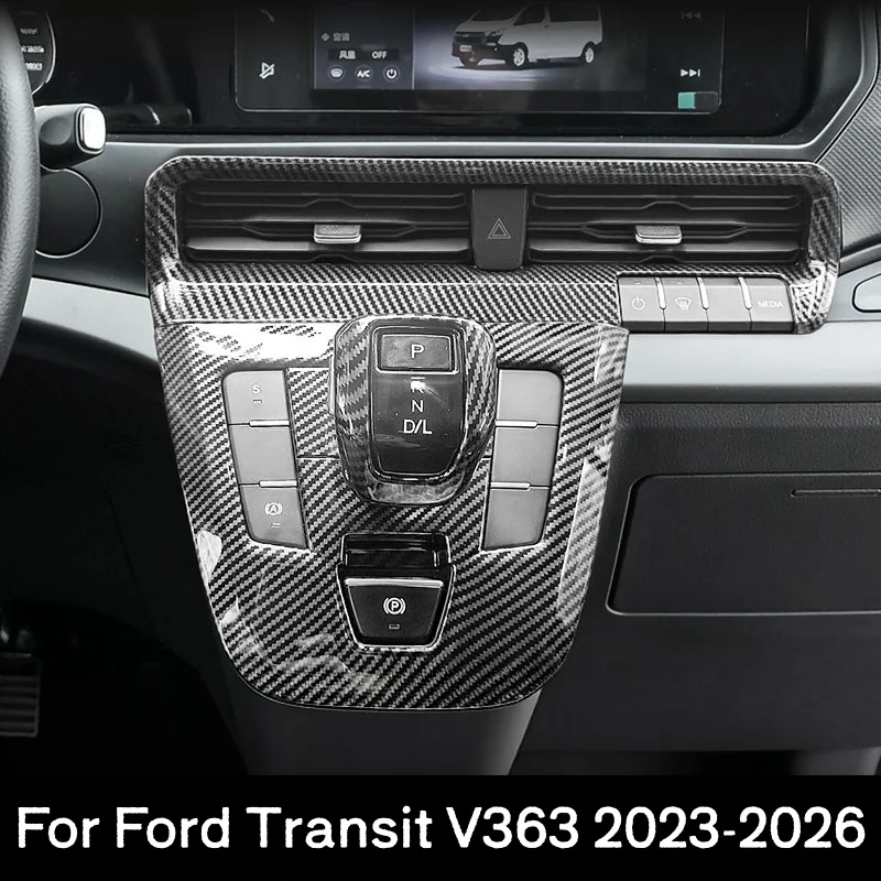 For Ford Transit V363 2023-2026 Carbon Fiber Car Gear Shift Window Lift Switch Panel Air Vent Outlet Car Interior Accessories