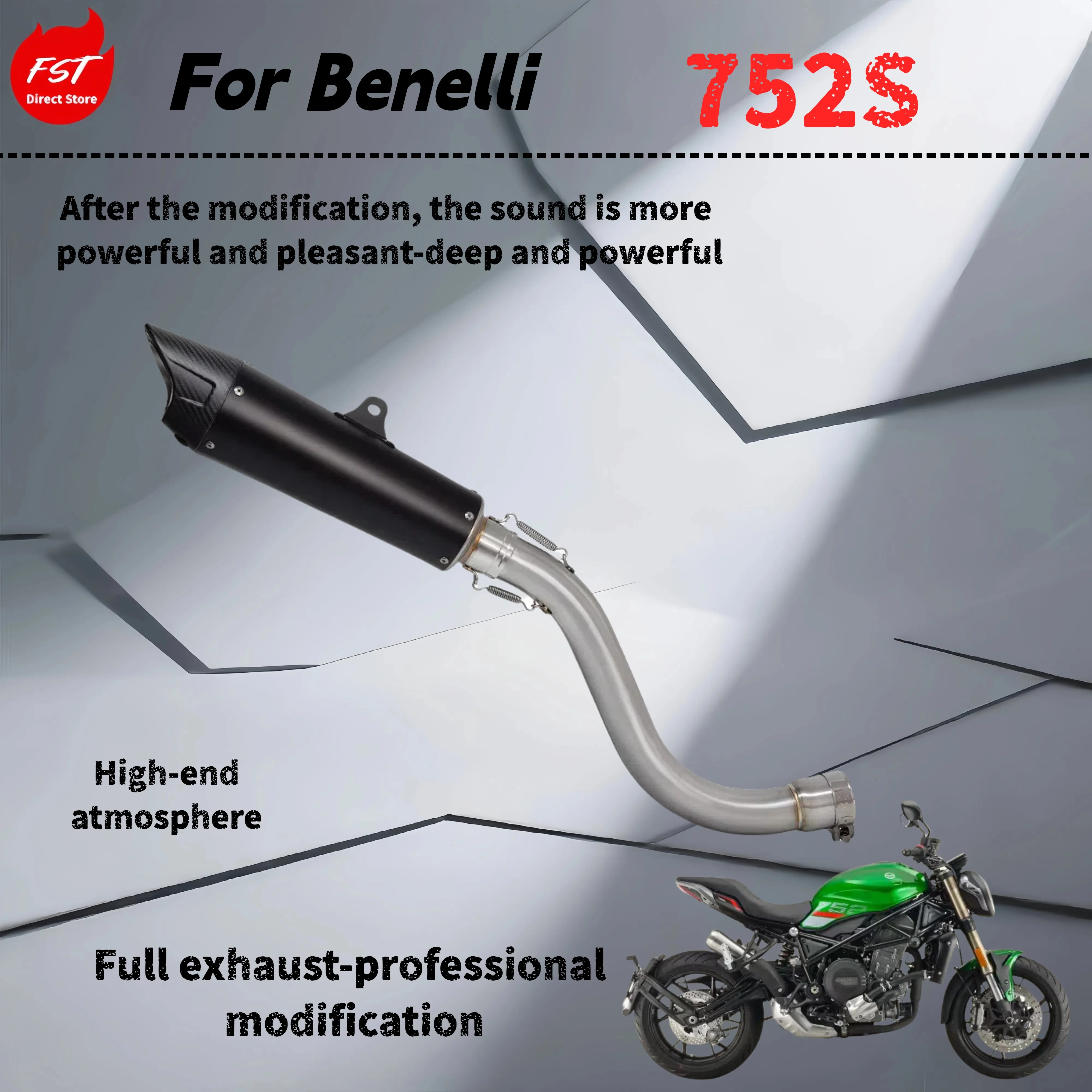 

Для Benelli 752S - Модифицированная выхлопная труба со средним хвостом - Звук глубокого, богатого и мощного.