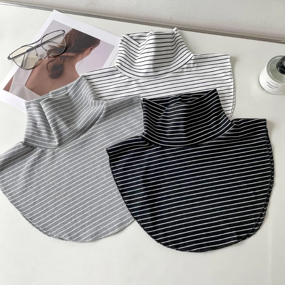 Picture 4: Knitted High Fake Collar Scarf, Winter Warm Neck Warmer, Versatile Detachable Collar for Sweaters Shirts, Cozy Turtleneck Wrap