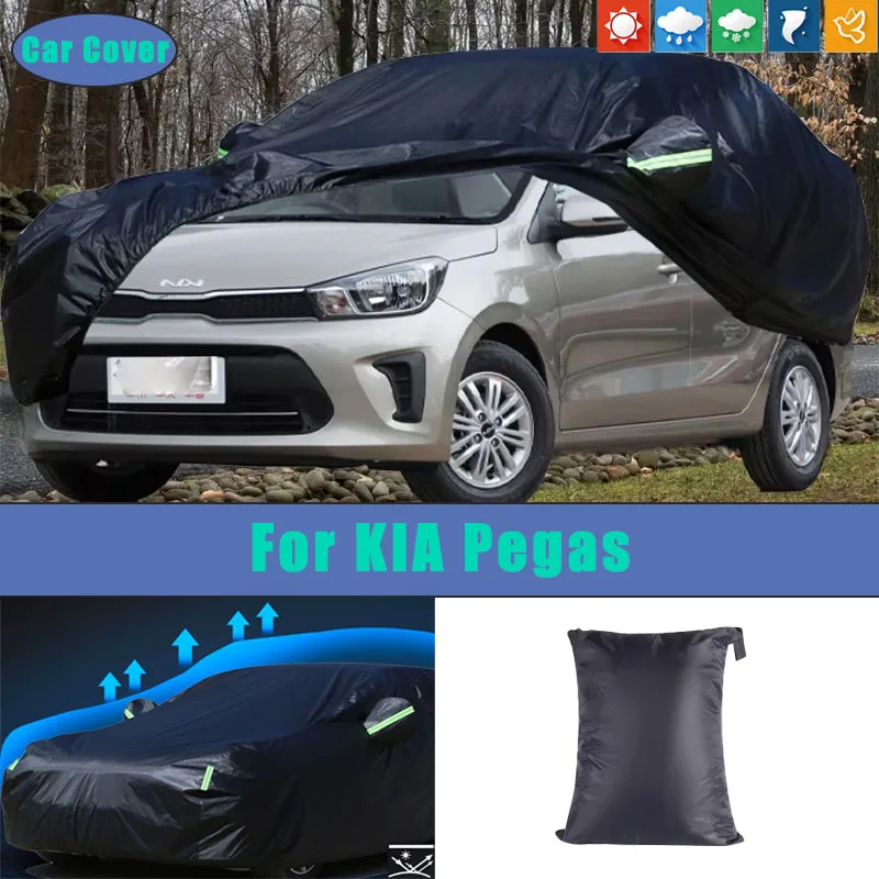 

For KIA Pegas Car Full Outer Covers Outdoor Waterproof Dustproof Sun Rain Snow Protection Exterior Car Accessories