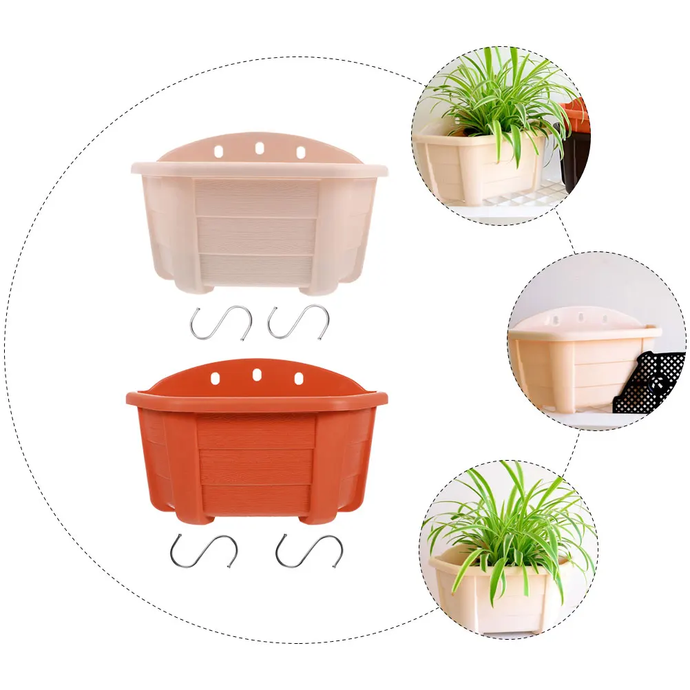 

2pcs Wall Flowerpot Hanging Plant Pot Indoor Outdoor Durable Space-Saving Balcony Flowerpots Gardening Supplies Household