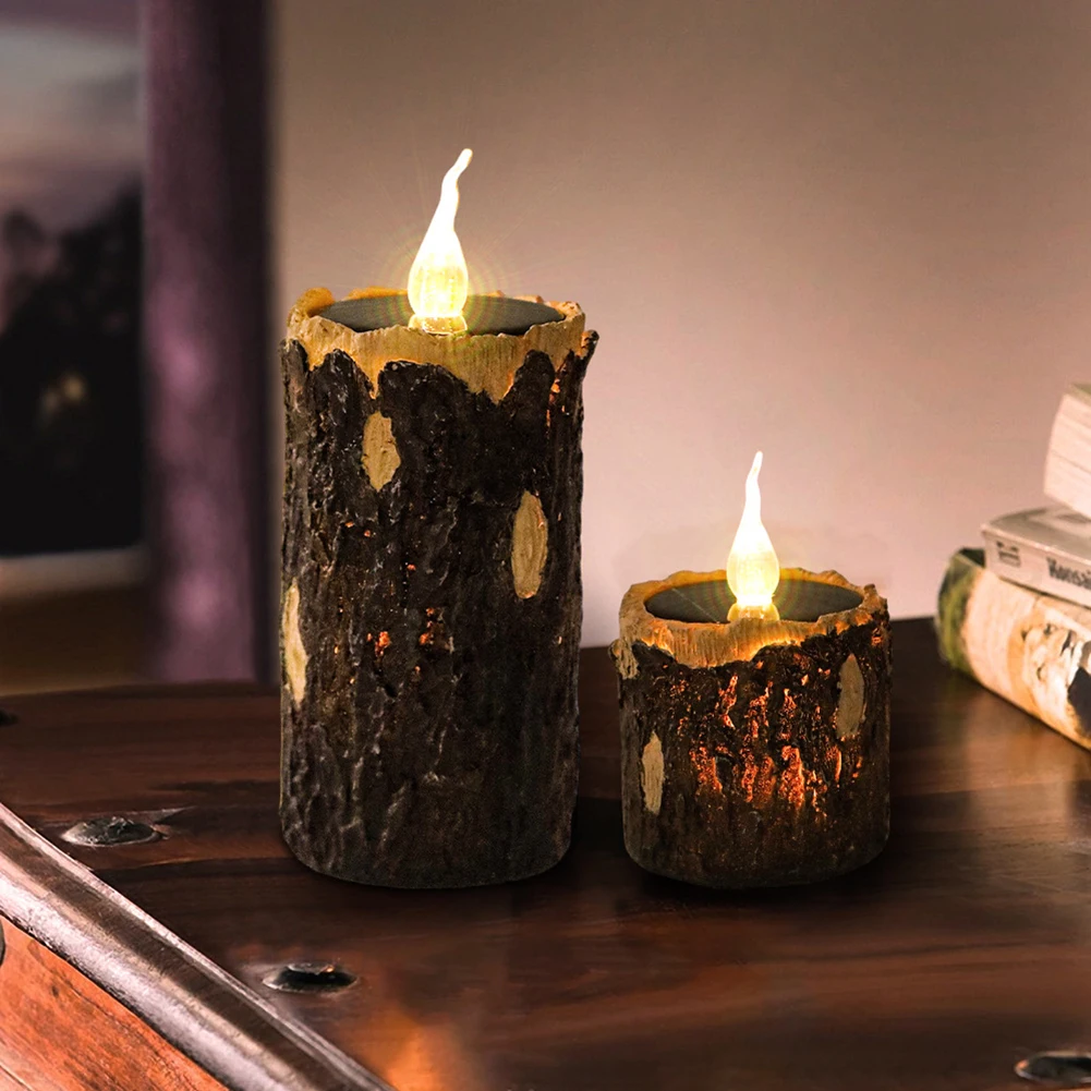 Velas elétricas LED falsas sem chama, Velas a pilhas, Tea Stump, Luzes para decoração ao ar livre