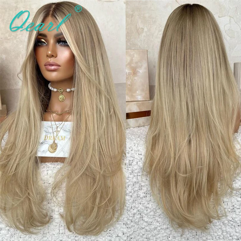 

Glueless Full Lace Wig Human Hair Natural Straight Lace Frontal Wigs for Women Ashy Blonde 13x6 All HD Lace Wig Sale Qearl