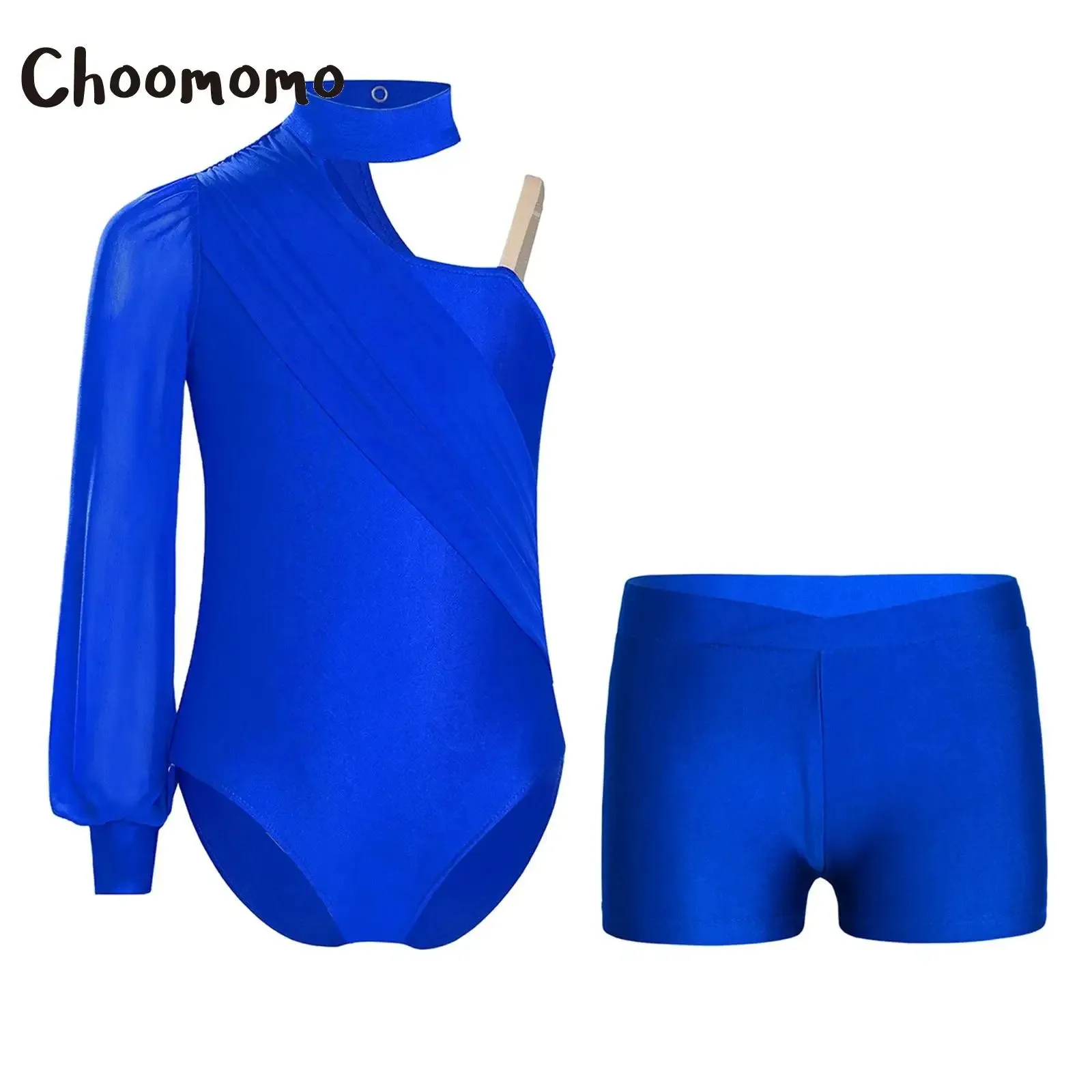 criancas-meninas-patinacao-artistica-ginastica-danca-outfit-um-ombro-manga-longa-ruched-malha-collant-bodysuit-shorts-camisa-de-bale