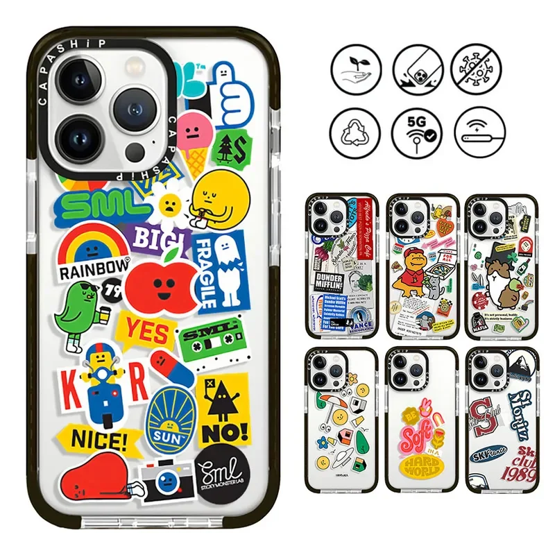 

Cartoon monster world Label Case For iPhone 16 15 14 13 12 11 Pro X XS XR Max 7 8 Plus SE Soft TPU Shockproof Back Cover