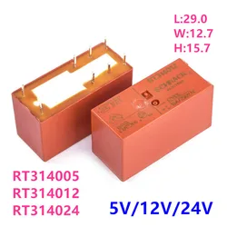 10Pcs New TE Relay RT314005 RT314012 RT314024 16A250VAC 8PIN 5V 12V 24V Power Relay