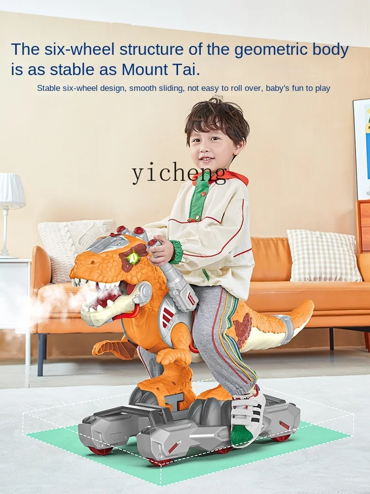 XL Children's Electric Spray Dinosaur Scooter Boys Can Ride Large T-Rex