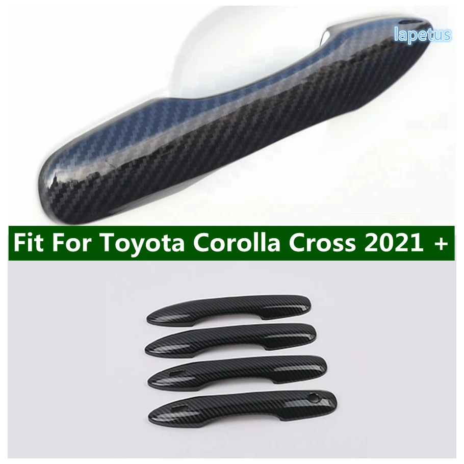 

ABS Chrome Carbon Fiber Outside Door Pull Handles Clasing Konb Cover Trim For Toyota Corolla Cross 2021 - 2024 Car Accessories