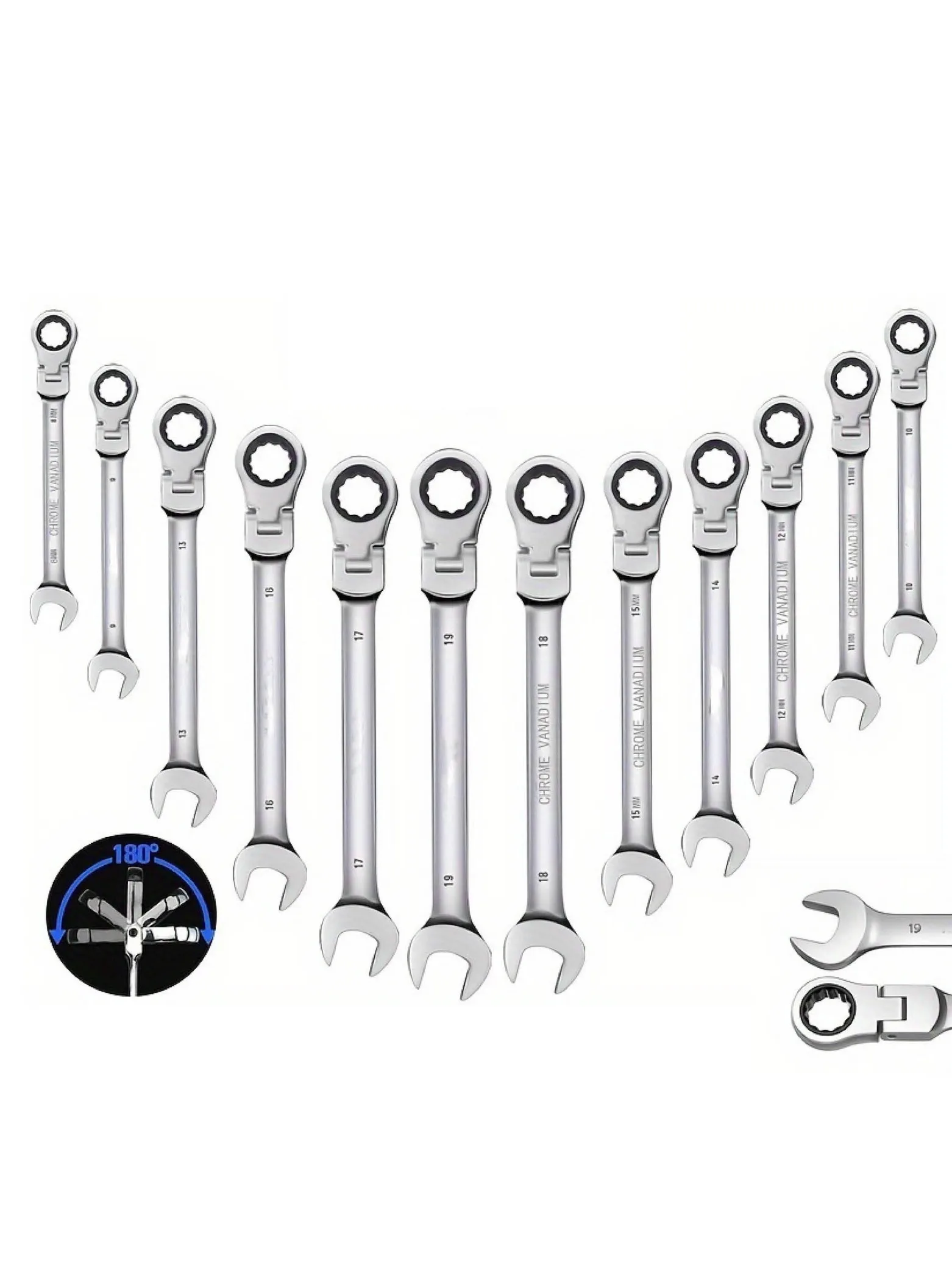 AliExpress NONE 6-24mm Metric Ratchet Wrench Set, 72-Tooth Flexible Head with Storage Box - for Car Bicycle Motorcycle & Home DIY Repair