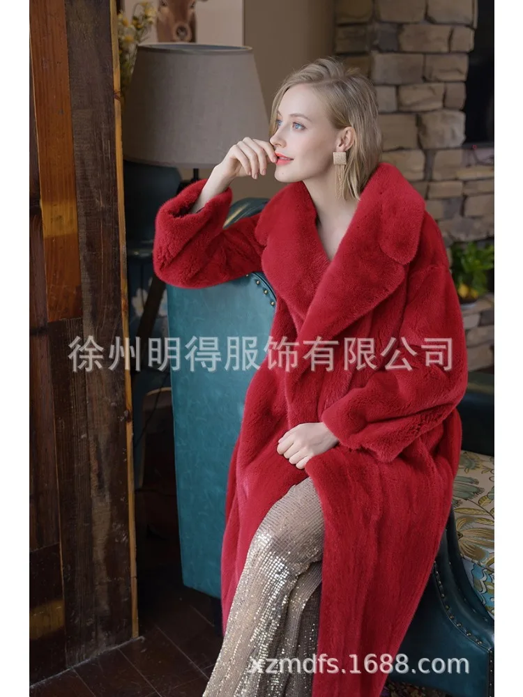 الفاخرة عالية الجودة الفراء خندق معطف حزام للنساء طويل فو الفراء معطف شتاء دافئ رقيق لينة التلبيب معطف طويل الأكمام ملابس خارجية #4