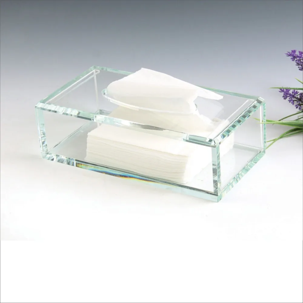 Crystal tissue box KTV paper drawing box, glass handicraft coffee table tissue storage box ornament