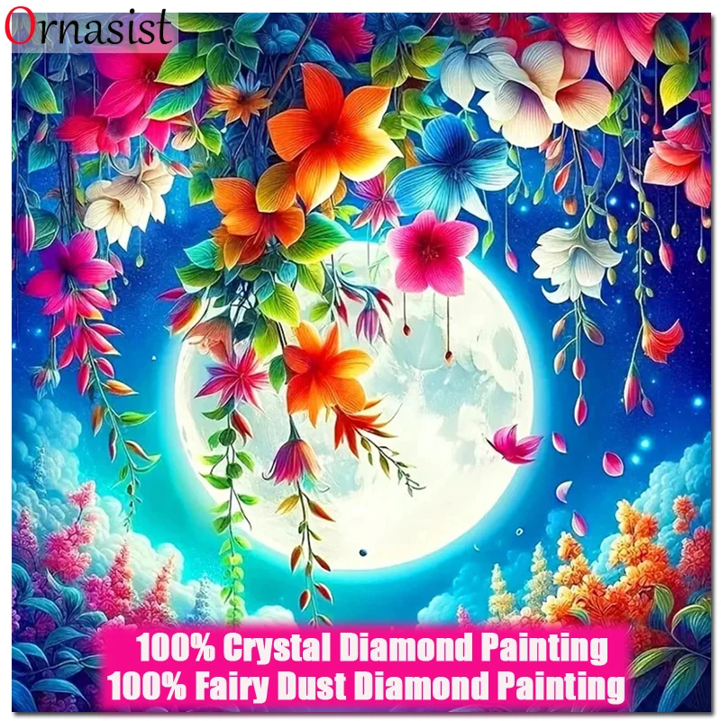 Trapano di cristallo pieno pittura diamante luna paesaggio 5d fai da te fata polvere ricamo fiore ricamo mosaico punto croce decorazioni per la casa