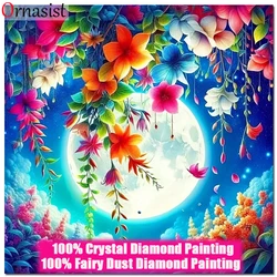 Trapano di cristallo pieno pittura diamante luna paesaggio 5d fai da te fata polvere ricamo fiore ricamo mosaico punto croce decorazioni per la casa