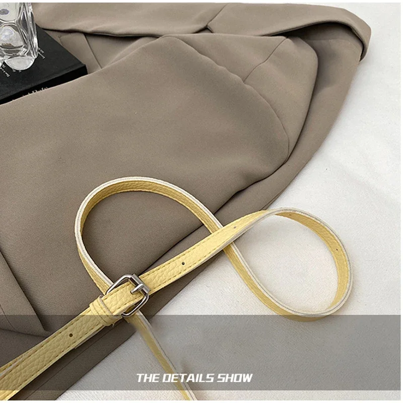 Koreanische Umhängetasche, weiche PU-Eimer-Handtasche, einfarbige Damen-Einkaufstasche mit großer Kapazität, Schultertasche für den täglichen Gebrauch – Detail 6