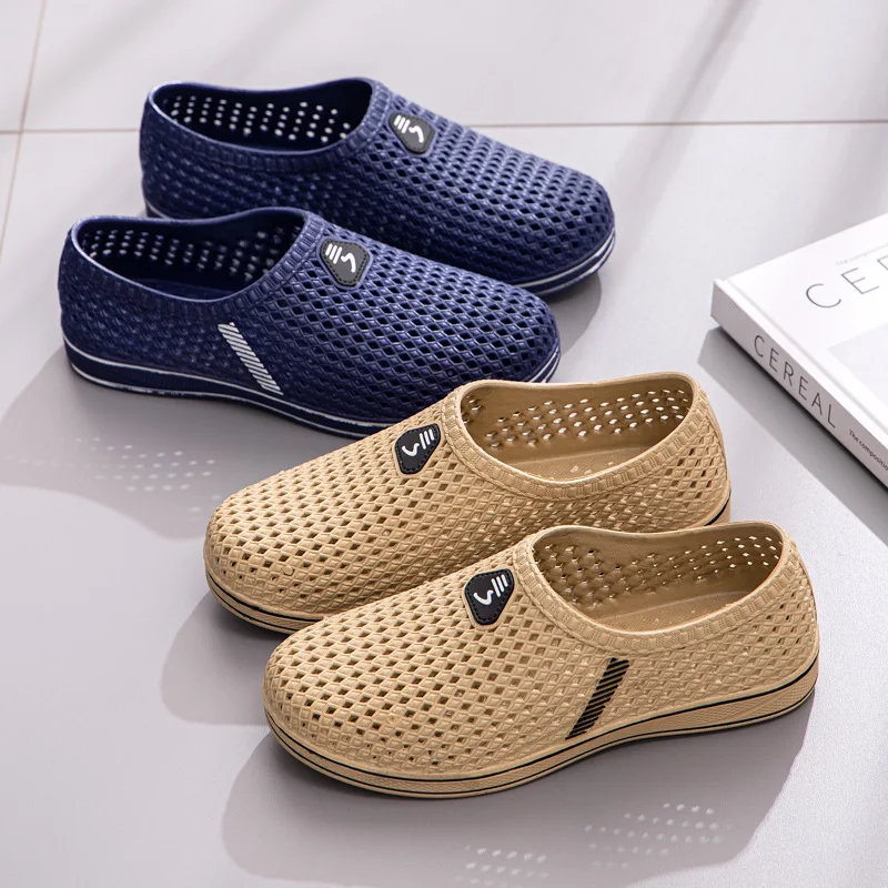 Men's Summer Trendy Flip Flops Breathable Anti-slip Comfortable Beach Shoes Easy Wear Hollow out Design Slip-On Sandals