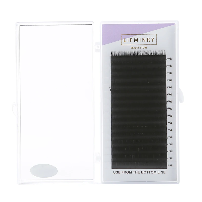 Индивидуальные наращивание ресниц премиум-класса из натуральной синтетической норки 0,07-0,10 л/ LU LC L + LD 16 рядов/чехол для макияжа в форме 9-14 мм