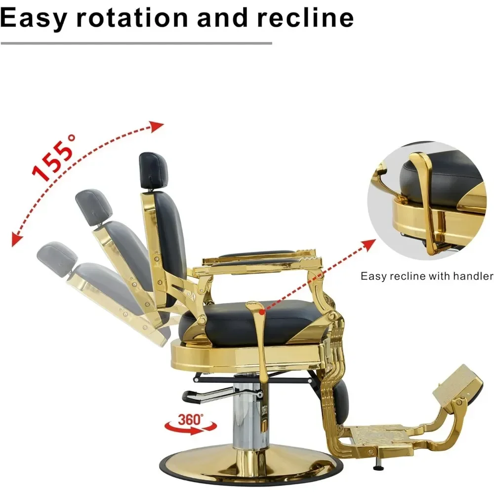 Retro Barber Chair Heavy Duty Barber Chairs Vintage Salon Chair Hydraulic Recline Beauty Spa Styling Equipment Rounded