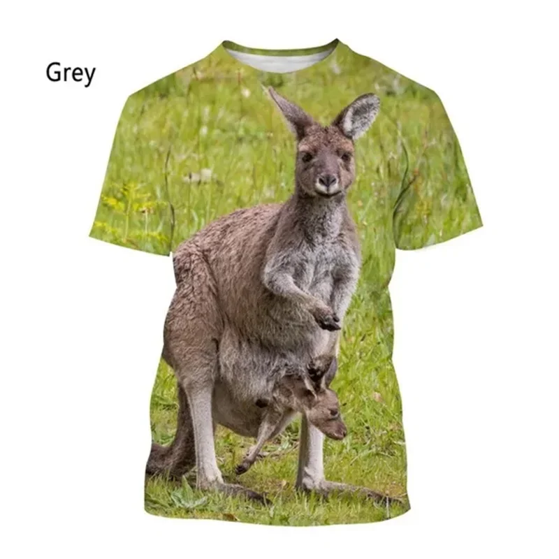 Cute Animal Kangaroo Pattern Tshirt For Men Women 3D Printing Casual Short Sleeve Funny Tee Tops Mens Oversized T Shirts