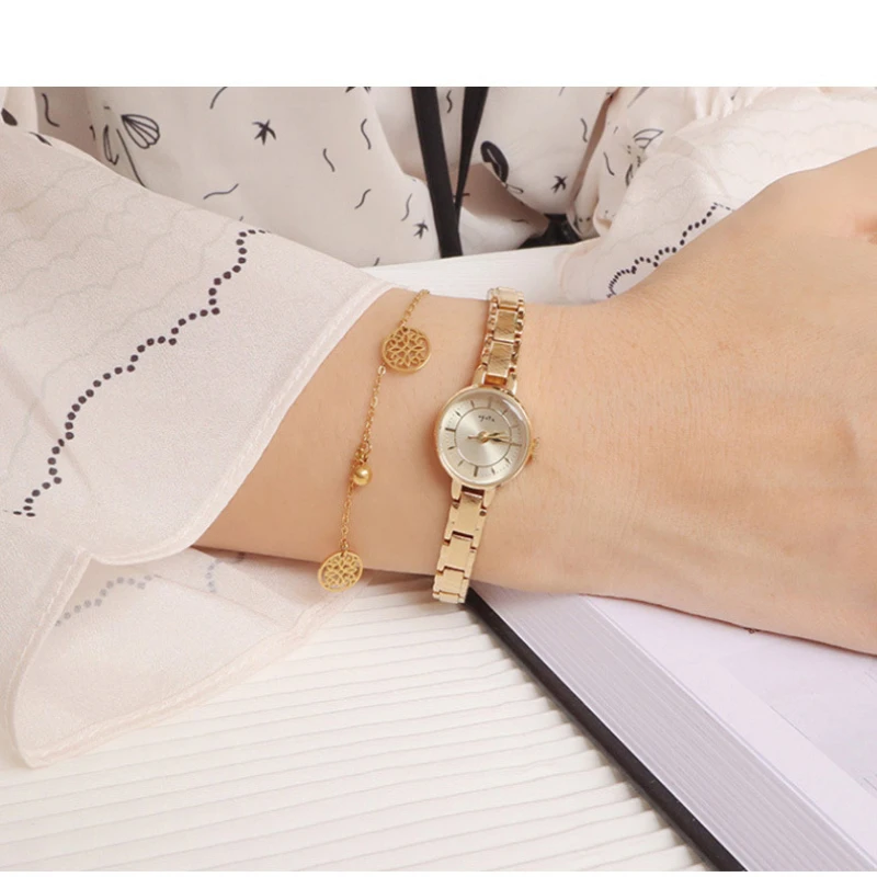 reloj de mujer vintage gold silver quartz wristwatch small Round dial bracelet mesh chain band women watch relógio feminino