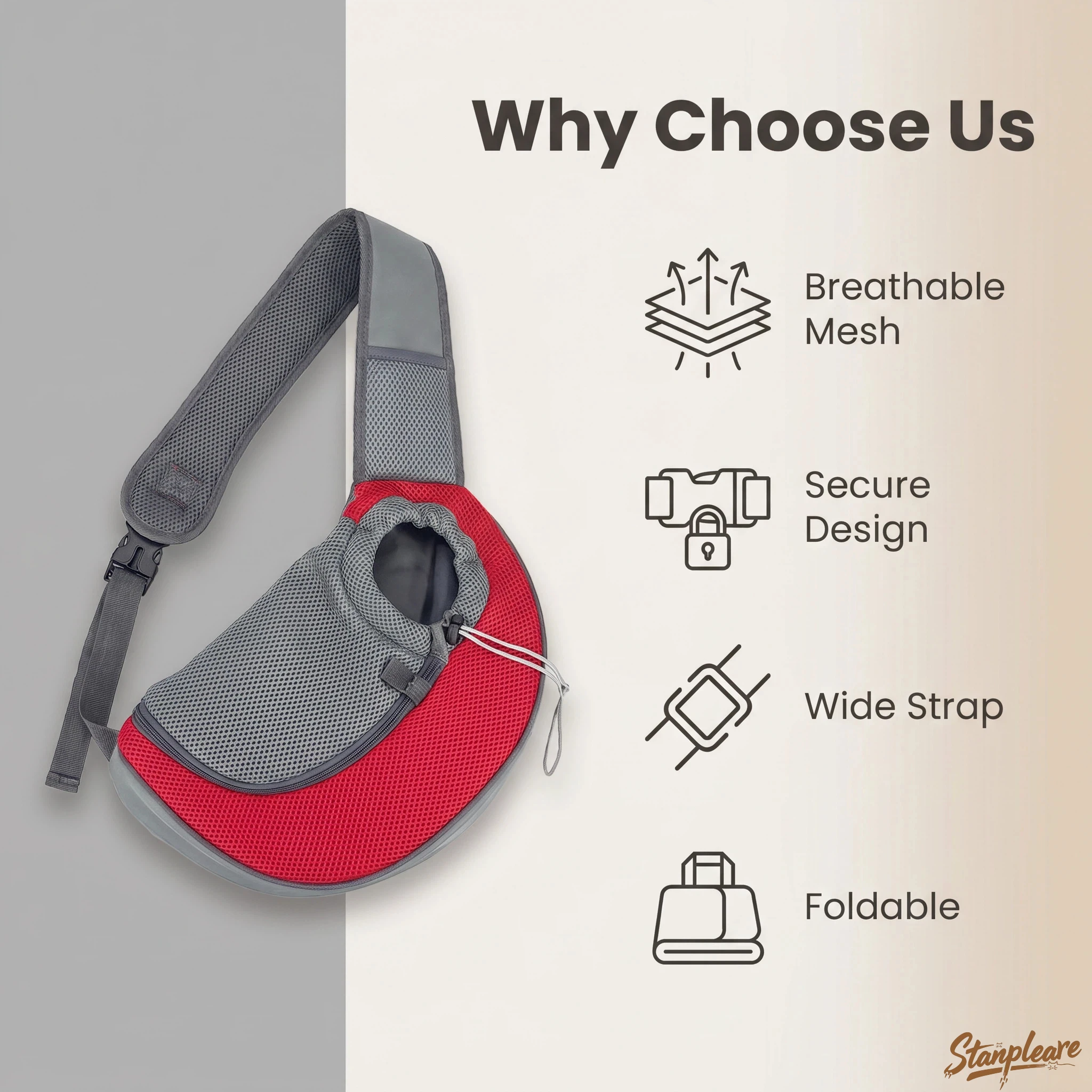 Size L Large Pet Dog Cat Sling Carrier Hands-Free Breathable Honeycomb Mesh Foldable Triple Security Adjustable Outdoor Travel