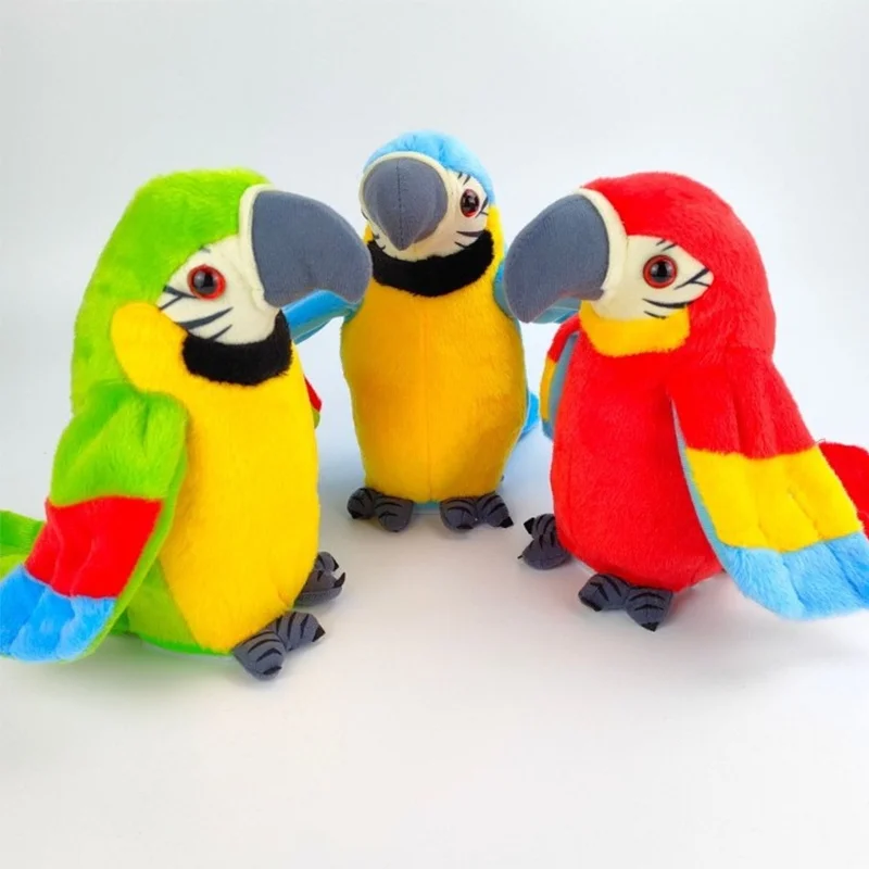 لعبة الببغاء الناطقة من القطيفة على شكل حيوان محشو يكرر ما تقول سجل إلكتروني متحرك يتحدث الطيور الحيوانات الأليفة للأطفال #2