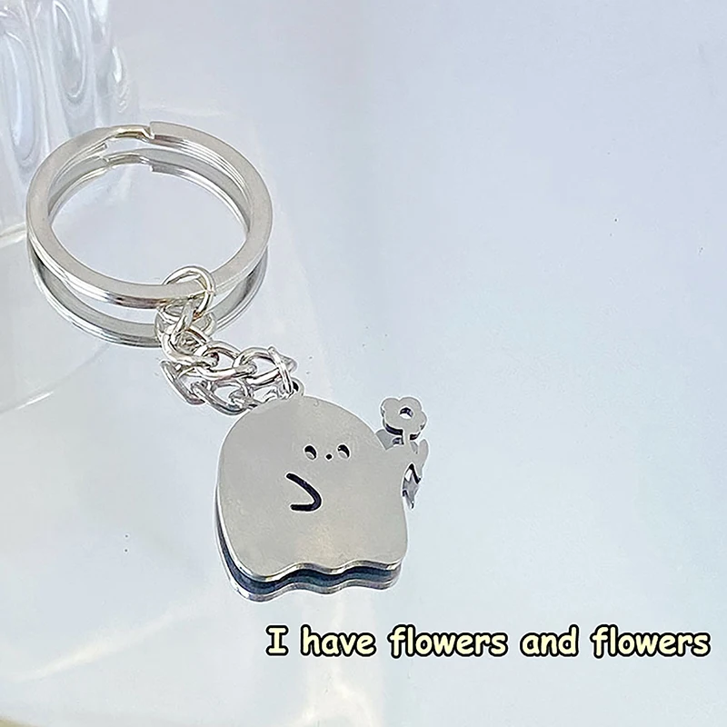 Fashion Cartoon Ghost Couple Keychain Pendant Cute Little Ghost Key Ring Bag Jewelry Accessories For Lovers Best Friends Gifts