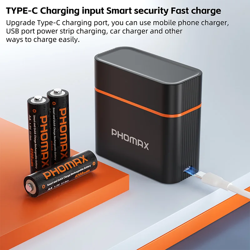 PHOMAX 1.5V 4200mWh Rechargeable Batteries and AA Battery Fast Charger For Game Console Multimeter Toy Remote Control Headlight