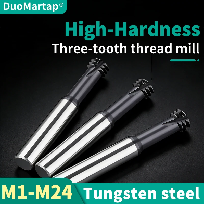 

Фреза для нарезания резьбы DUOMartap с тремя зубьями, ISO, высокотвердая, из карбида вольфрама, для ЧПУ, M1-M24, высокое качество