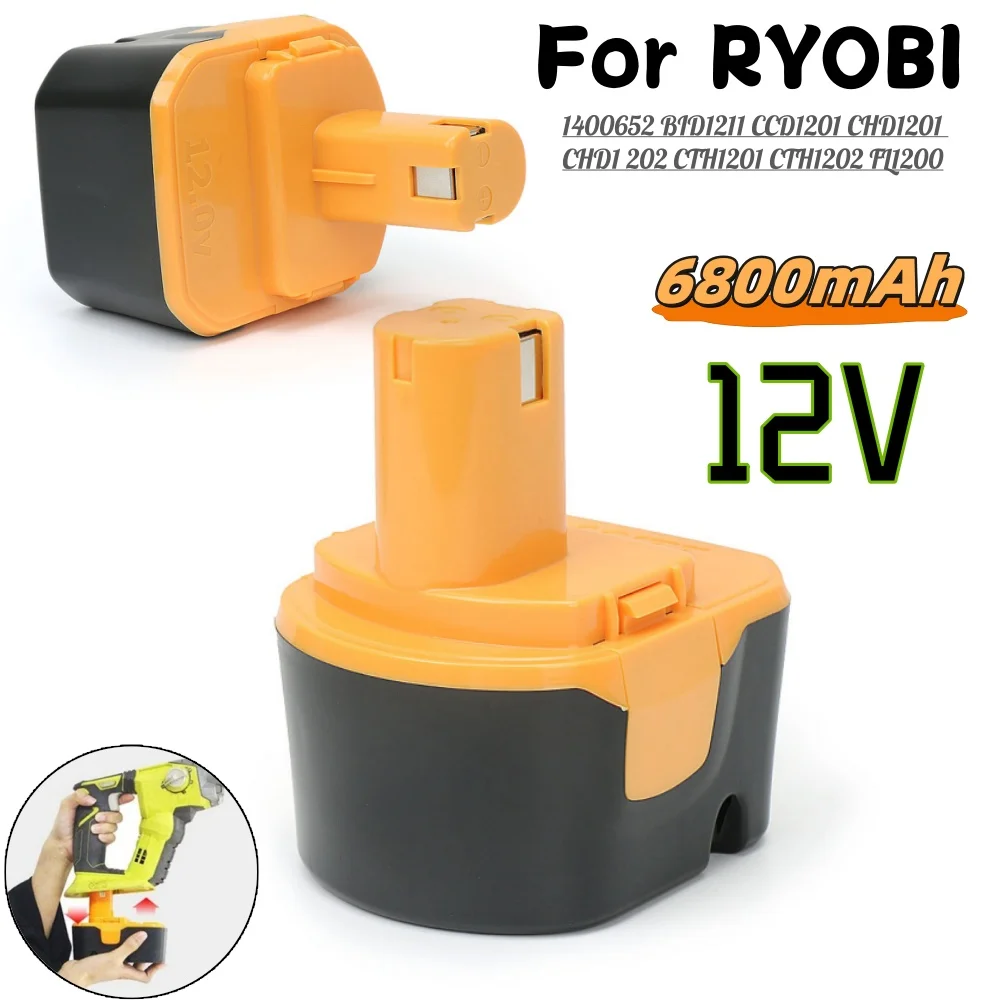 

Сменный Ni-MH аккумулятор 12 В, 6800 мАч для электроинструмента Ryobi, аккумуляторная батарея B-1230H B-1222H B-1220F2 B-1203F2 BID1230 TF1100