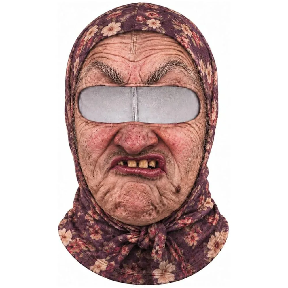 3D Face Printed Old Man Balaclava Face Mask White Mustache Breathable Eye Hole Funny Ski Mask Elastic Stretch Ski Mask Hood