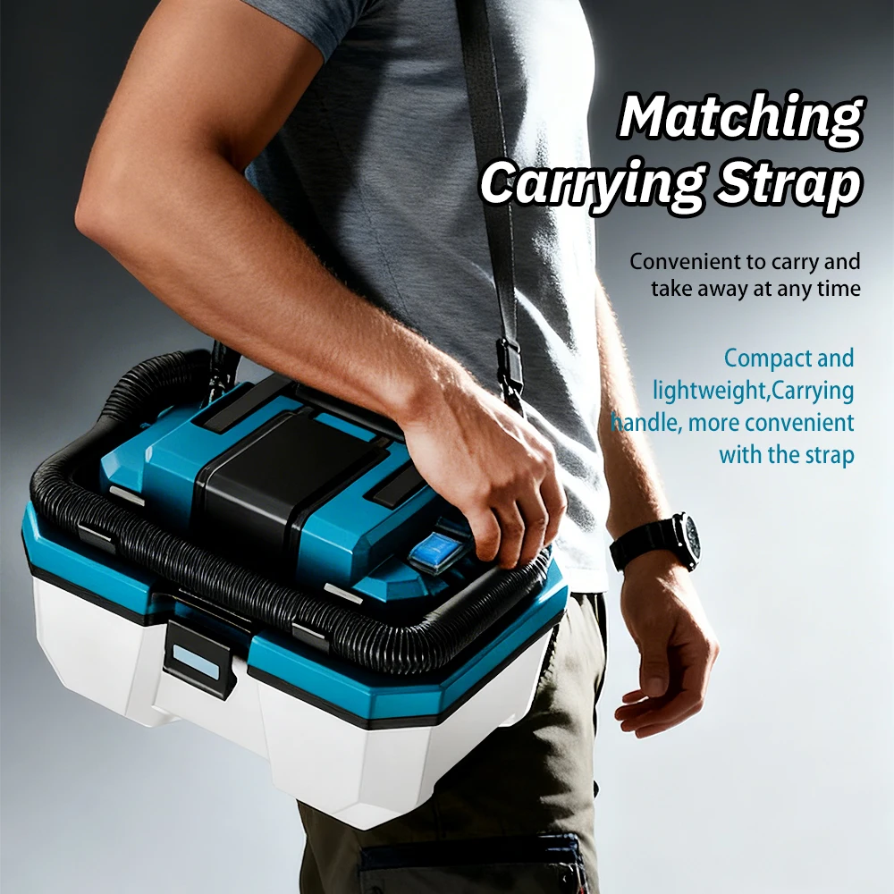 Aspirador de pó doméstico sem escova, sem fio, molhado e seco, 18v, alimentado por bateria de lítio, coletor de poeira com alça de transporte para makita