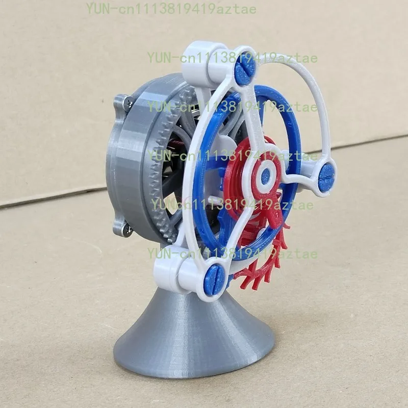 Tourbillon gear transmission mechanical model clockwork power device 3D printing rotary escapement structure decompression toy