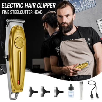 Professional Barber Clippers Rechargeable Precision Steel Blade Hair Trimmer for Barber Shop Stylist or Home