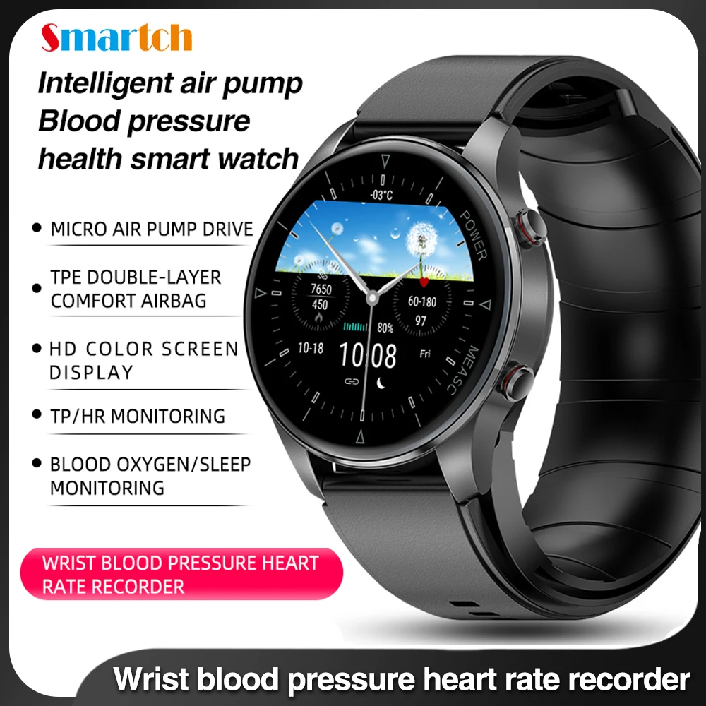 Smart Watches Men Women Air Pump Sphygmomanometer Medical Grade Heart Rate Thermometer Airbag Wristband Health Teat Smartwatch