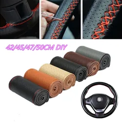 Hand Sewn Cover Car Soft Leather Steering Wheel Cover for Truck 42CM 45CM 47CM 50CM Wheel Cover Braid DIY Fashion Sports