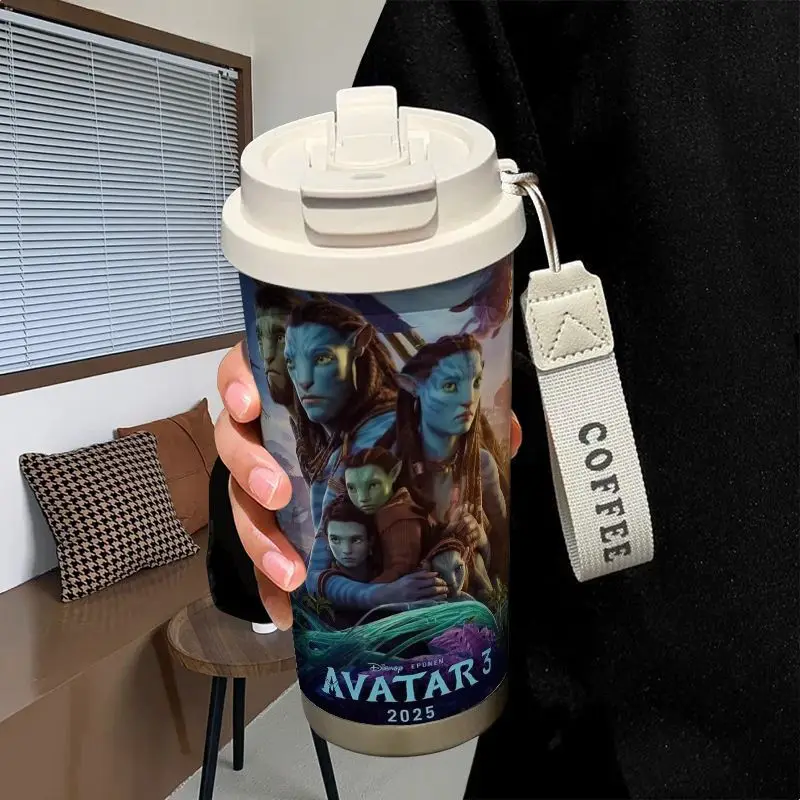 520 مل الصورة الرمزية 3: النار والرماد كوب معزول 316 الفولاذ المقاوم للصدأ سعة كبيرة كوب ماء القش سيارة القهوة القدح للرجال والنساء