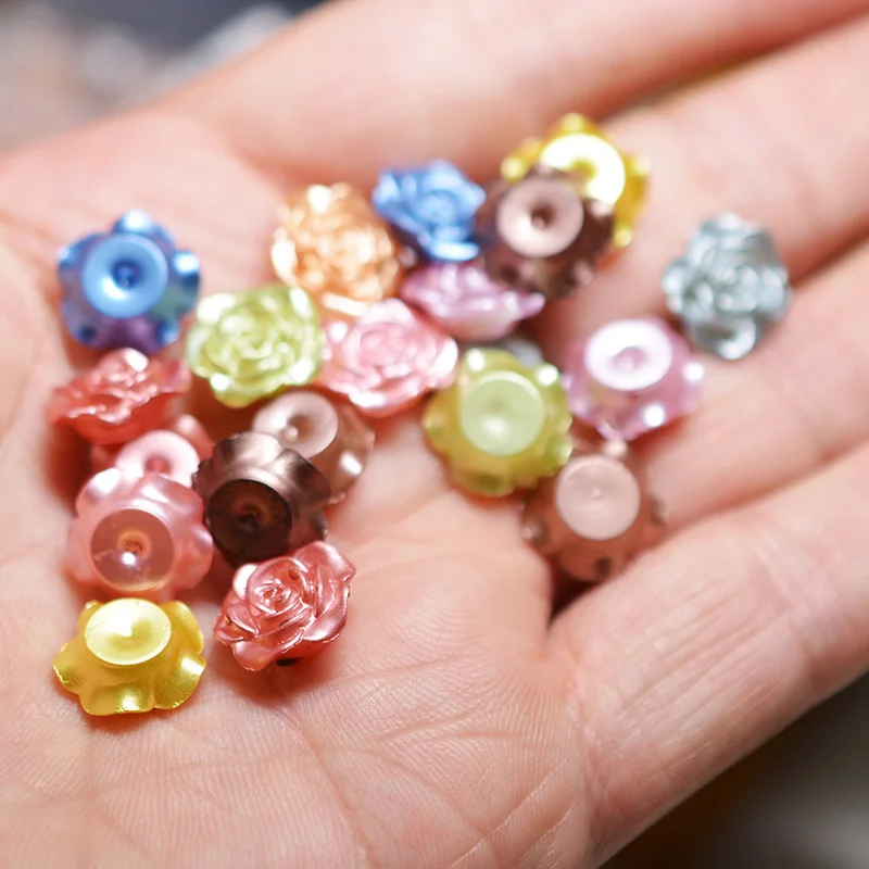 11 Color 7x12mm 100PCS imitation pearl pressure acrylic beads DIY flower shaped beads make necklace bracelet jewelry accessories