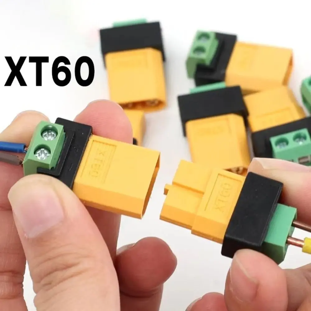 Solder Free XT60 Terminal Adapter Copper Plated Contact DIY Solderless Connector Bidirectional Connection RC Wiring Connector