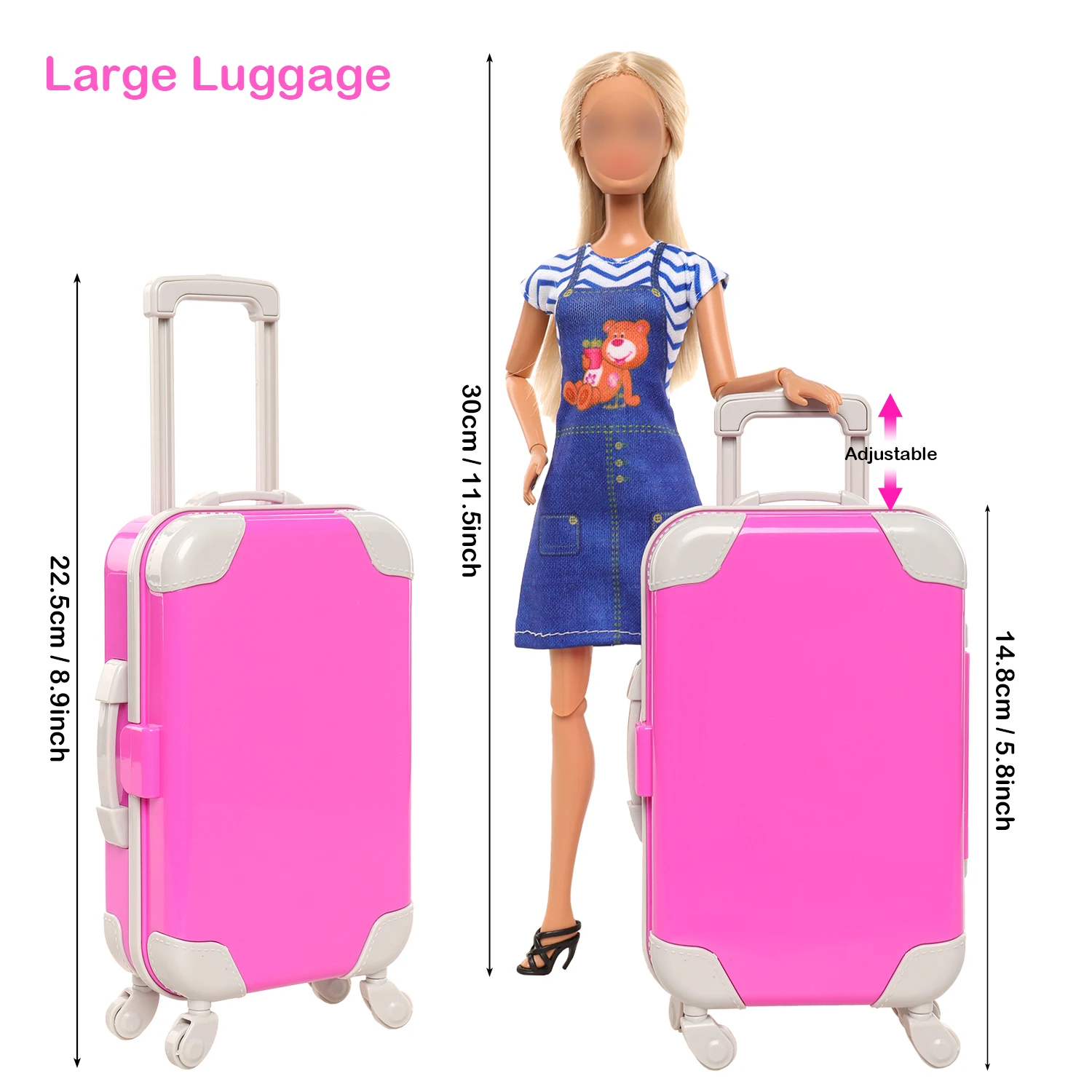 Doll Accessories Pink Plastic Travel Luggage Case Trunk Mini Suitcase Doll Accessories Dollhouse Playhouse Furniture Kids Toy