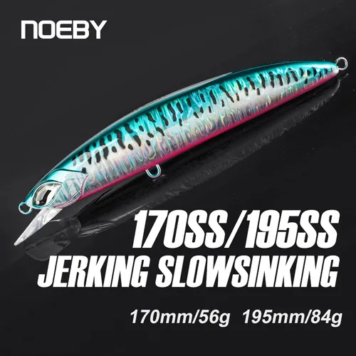 NOEBY-señuelo de pesca de pececillo de hundimiento lento, 170mm, 56g, 195mm, 84g, cebo Artificial para pesca en el mar de atún GT, Wobbler de curricán