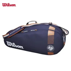 Wilson Roland Garros - Tennis bag with Tour Team 3/6 PK design, lightweight tennis racket bag, navy blue, shoe bag