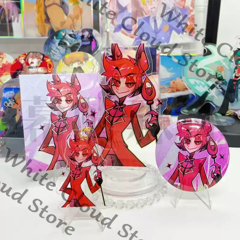 Anime Hazbin Hotel Alastor Charlie Morningstar Husk Cosplay Doujin Signboard Acrylic Stand Cartoon Color Paper Badge Keychain - view 4