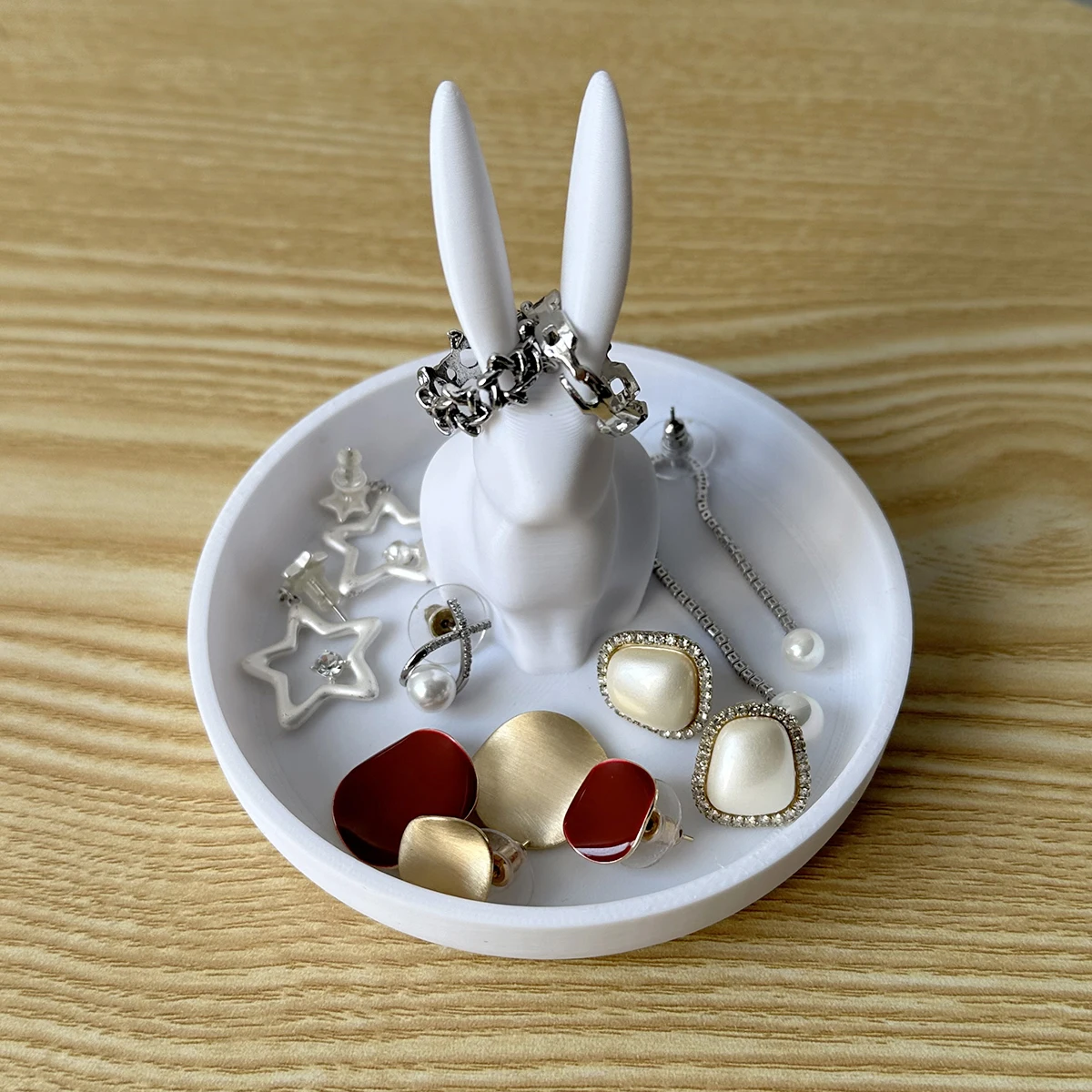 

Цельная подставка для ювелирных изделий в виде кролика для колец, ожерелий, браслетов, настольная стойка для хранения ювелирных изделий, пасхального украшения