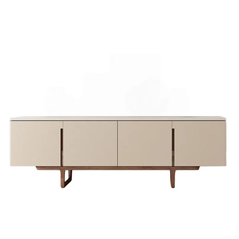 Creative Art Marble High Gloss TV Stand Modern Living Room Combined Floor TV Cabinet Fully Assembled Easy Clean Storage Unit