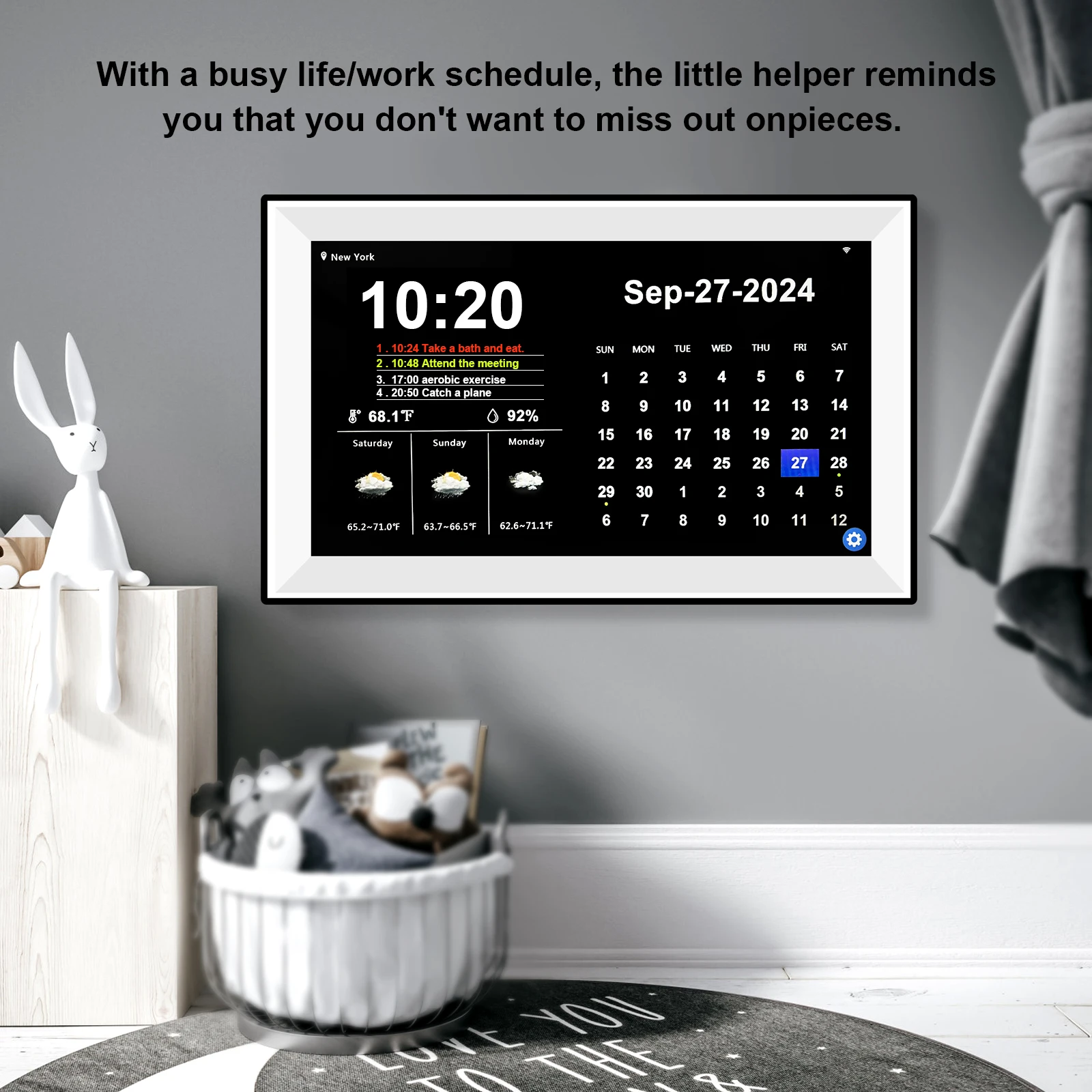 Calendar: 15.6 inch Digital Calendar Smart Touchscreen Interactive Display for Family Schedules WIFI Weather Desktop Clock