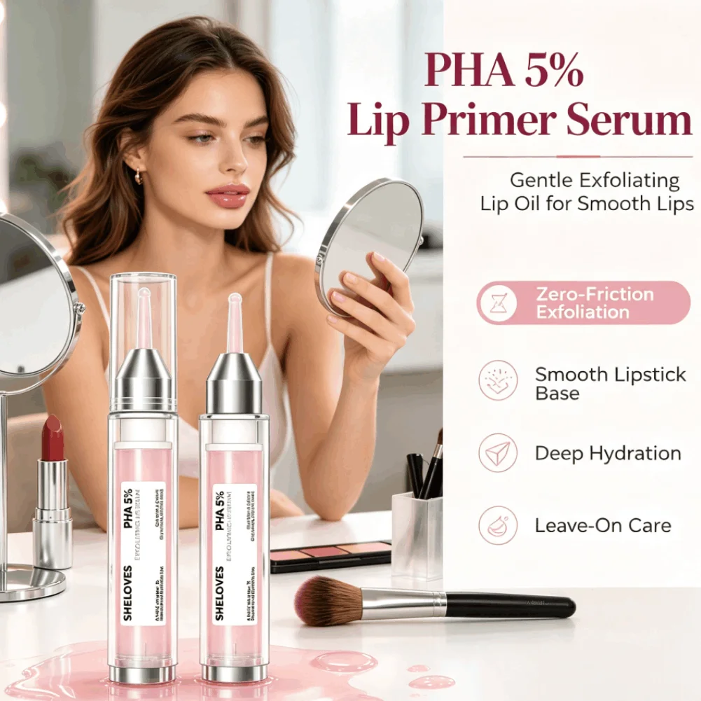 5% PHA PDRN Exfoliating Lip Serum Leave-On Brightening Lip Oil Hydrating Lip Primer Smooth Dry Chapped Lips Lip Care