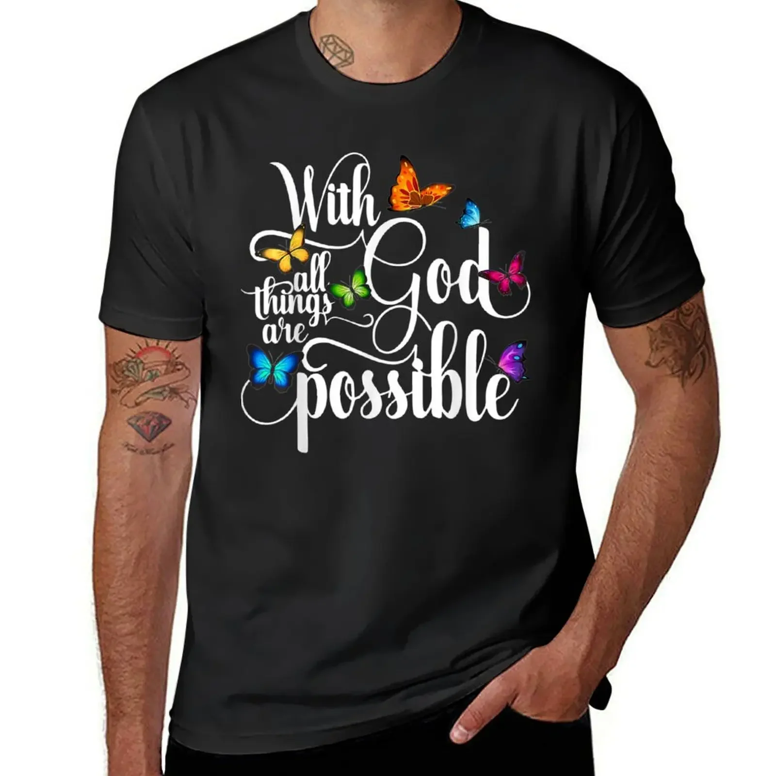 

With God All Things Are Possible Gift T-Shirt summer top animal prinfor boys boys whites vintage mens designer clothes