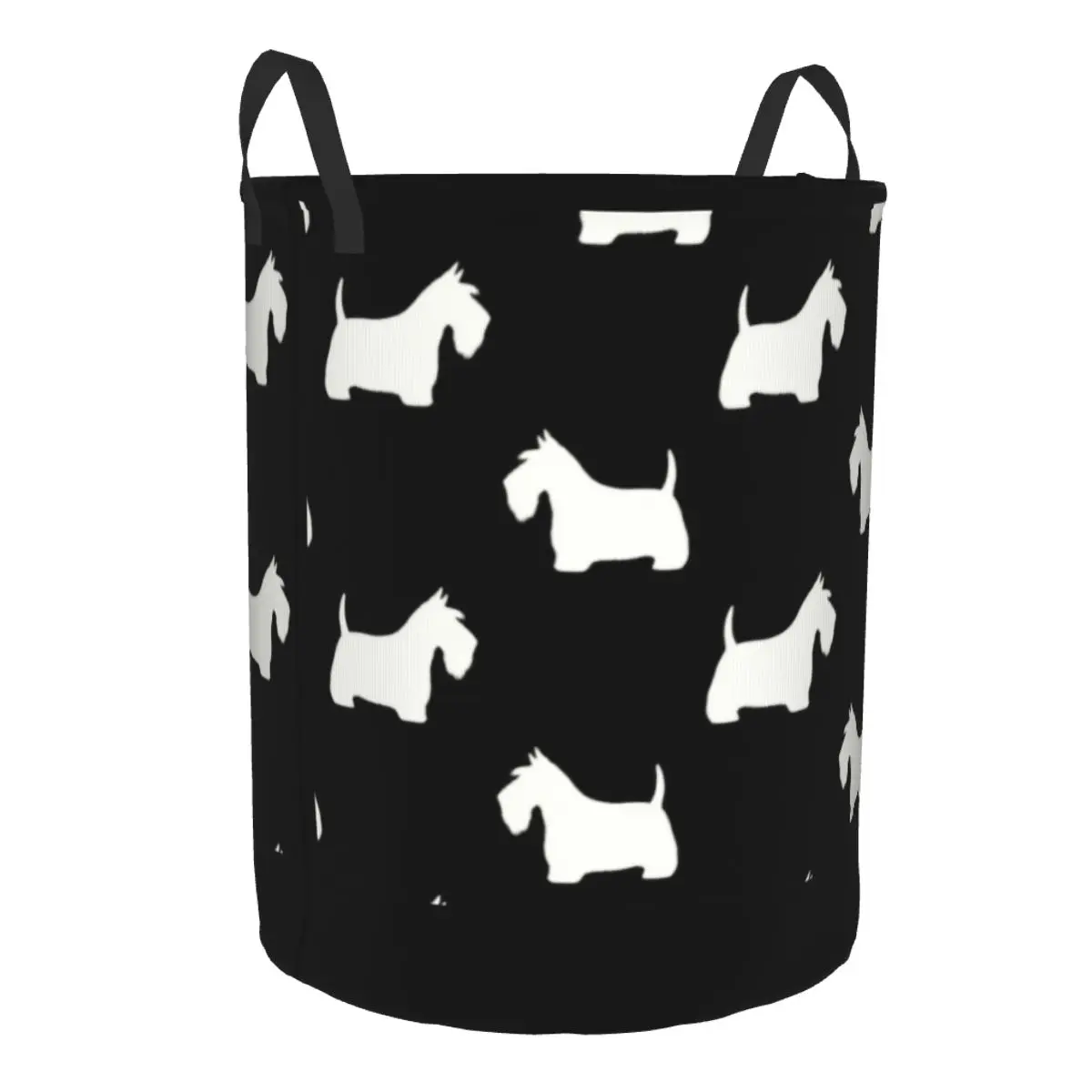 Custom Cute Scottish Terrier Silhouettes Laundry Basket Foldable Scottie Dog Clothes Hamper for Nursery Kids Toys Storage Bin