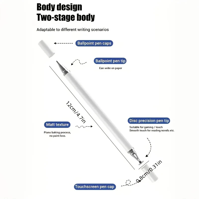 2 IN 1 Stylus Pen For Cellphone Tablet Capacitive Touch Pencil For Iphone Samsung Universal Android